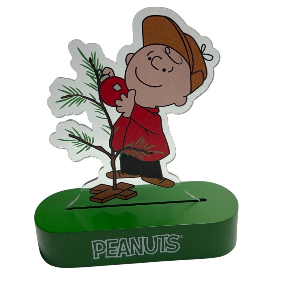 Peanuts Charlie Brown Christmas Tree Acrylic Figure w LED Lighted Base Holiday